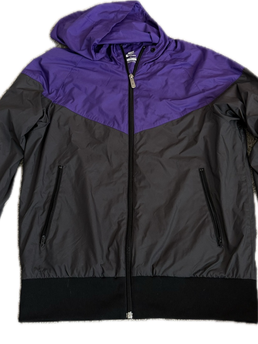 Nike Hooded Windbreaker Jacket - Purple and Gray